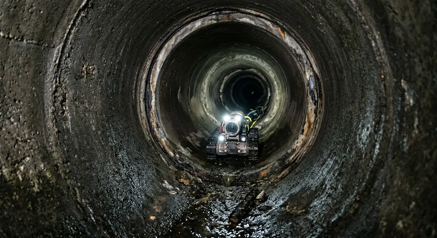 Robotic sewer camera inspecting pipe interior for Drain Snake Service in Crowley